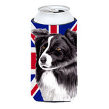 Border Collie With English Union Jack British Flag Tall Boy Beverage Insulator Hugger Sc9824Tbc
