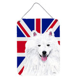 Caroline'S Treasures American Eskimo With English Union Jack British Flag Wall Or Door Hanging Prints, 16 X 12