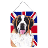 Caroline'S Treasures Saint Bernard With English Union Jack British Flag Wall Or Door Hanging Prints, 16 X 12