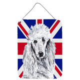 Caroline'S Treasures White Standard Poodle With English Union Jack British Flag Wall Or Door Hanging Prints, 16 X 12