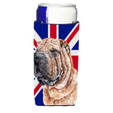 Shar Pei With English Union Jack British Flag Ultra Beverage Insulators For Slim Cans Sc9892Muk