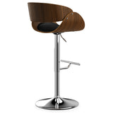 Amery Mid-Century Modern Adjustable Swivel Bar Stool In Black Faux Leather