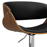 Amery Mid-Century Modern Adjustable Swivel Bar Stool In Black Faux Leather