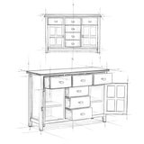Artisan Solid Wood 54 Inch Wide Transitional Sideboard Buffet Credenza In Dark Chestnut Brown