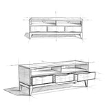 Harper Solid Hardwood 60 Inch Wide Mid-Century Modern Tv Media Stand In Teak Brown For Tvs Up To 65 Inches