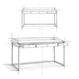 Ralston Solid Acacia Wood Desk In Distressed Charcoal Brown