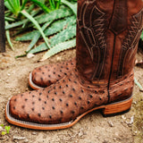 Soto Boots Mens Out of the Wild Cognac Ostrich Print Boots H50031
