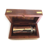 Brass & Chrome Pullout Telescope 6.25 W/ Wooden Box
