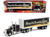 Kenworth W900 Truck Black with Dry Van Trailer Tribute To Truckers Keep on Truckin Long Haul Truckers Series 1/32 Diecast M