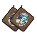Caroline'S Treasures Artist Snowman With Boykin Spaniel Pair Of Pot Holders Ss1001Pthd, 7.5Hx7.5W, Multicolor