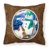 Caroline'S Treasures Ss1001Pw1414 Artist Snowman With Springer Spaniel Fabric Pillow, Large, Multicolor
