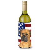 Usa American Flag With Bullmastiff Wine Bottle Beverage Insulator Beverage Insulator Hugger