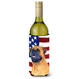 Usa American Flag With Bullmastiff Wine Bottle Beverage Insulator Beverage Insulator Hugger Ss4004Literk
