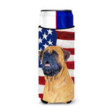 Usa American Flag With Bullmastiff Ultra Beverage Insulators For Slim Cans Ss4004Muk