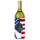 Usa American Flag With Akita Wine Bottle Beverage Insulator Beverage Insulator Hugger
