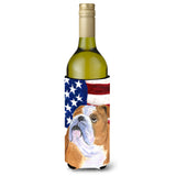Usa American Flag With Bulldog English Wine Bottle Beverage Insulator Beverage Insulator Hugger Ss4017Literk