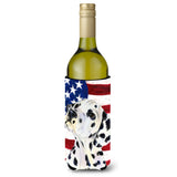 Usa American Flag With Dalmatian Wine Bottle Beverage Insulator Beverage Insulator Hugger