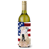 Usa American Flag With Wheaten Terrier Soft Coated Wine Bottle Beverage Insulator Beverage Insulator Hugger