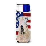 Usa American Flag With Wheaten Terrier Soft Coated Ultra Beverage Insulators For Slim Cans Ss4019Muk