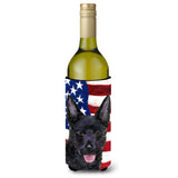Usa American Flag With Australian Kelpie Wine Bottle Beverage Insulator Beverage Insulator Hugger