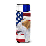 Usa American Flag With Jack Russell Terrier Ultra Beverage Insulators For Slim Cans Ss4031Muk
