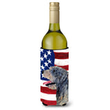 Usa American Flag With Irish Wolfhound Wine Bottle Beverage Insulator Beverage Insulator Hugger