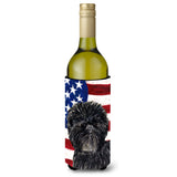 Usa American Flag With Affenpinscher Wine Bottle Beverage Insulator Beverage Insulator Hugger