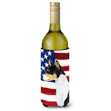 Usa American Flag With Basenji Wine Bottle Beverage Insulator Beverage Insulator Hugger Ss4041Literk