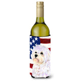 Usa American Flag With Maltese Wine Bottle Beverage Insulator Beverage Insulator Hugger