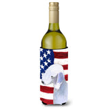 Usa American Flag With Bedlington Terrier Wine Bottle Beverage Insulator Beverage Insulator Hugger