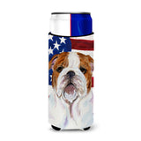 Usa American Flag With Bulldog English Ultra Beverage Insulators For Slim Cans Ss4046Muk
