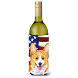 Usa American Flag With Corgi Wine Bottle Beverage Insulator Beverage Insulator Hugger Ss4048Literk