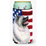 Usa American Flag With Keeshond Tall Boy Beverage Insulator Beverage Insulator Hugger