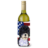 Usa American Flag With Portuguese Water Dog Wine Bottle Beverage Insulator Beverage Insulator Hugger