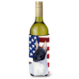 Usa American Flag With Rat Terrier Wine Bottle Beverage Insulator Beverage Insulator Hugger