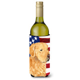 Usa American Flag Golden Retriever Wine Bottle Beverage Insulator Beverage Insulator Hugger Ss4055Literk