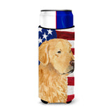 Usa American Flag With Golden Retriever Ultra Beverage Insulators For Slim Cans Ss4055Muk