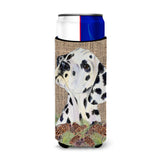 Dalmatian On Faux Burlap With Pine Cones Ultra Beverage Insulators For Slim Cans Ss4083Muk