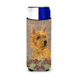 Norwich Terrier On Faux Burlap With Pine Cones Ultra Beverage Insulators For Slim Cans Ss4088Muk