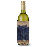 Chow Chow On Faux Burlap With Pine Cones Wine Bottle Beverage Insulator Beverage Insulator Hugger