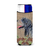 Irish Wolfhound On Faux Burlap With Pine Cones Ultra Beverage Insulators For Slim Cans Ss4095Muk