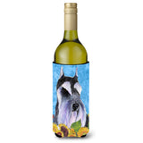 Schnauzer In Summer Flowers Wine Bottle Beverage Insulator Beverage Insulator Hugger