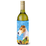 Fox Terrier In Summer Flowers Wine Bottle Beverage Insulator Beverage Insulator Hugger