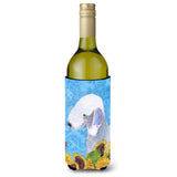 Bedlington Terrier In Summer Flowers Wine Bottle Beverage Insulator Beverage Insulator Hugger