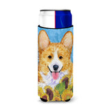 Corgi In Summer Flowers Ultra Beverage Insulators For Slim Cans Ss4119Muk