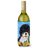 Portuguese Water Dog In Summer Flowers Wine Bottle Beverage Insulator Beverage Insulator Hugger