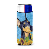 Doberman In Summer Flowers Ultra Beverage Insulators For Slim Cans Ss4128Muk