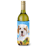 Clumber Spaniel In Summer Flowers Wine Bottle Beverage Insulator Beverage Insulator Hugger