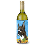 Boxer In Summer Flowers Wine Bottle Beverage Insulator Beverage Insulator Hugger