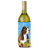 Springer Spaniel In Summer Flowers Wine Bottle Beverage Insulator Beverage Insulator Hugger